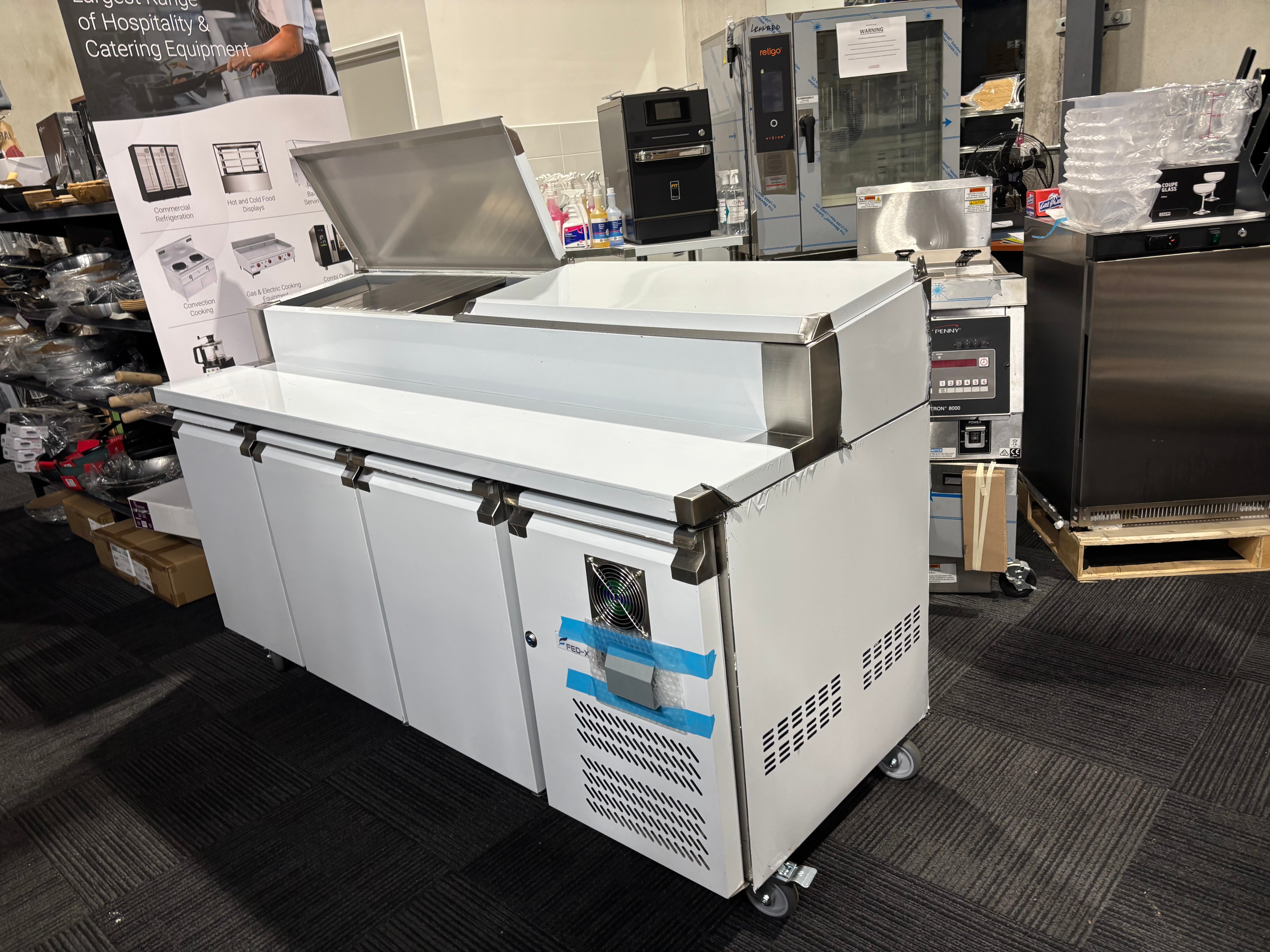 FED-X SS Three Door SandwiCh Counter - XSS7C18S3V. Floor demo