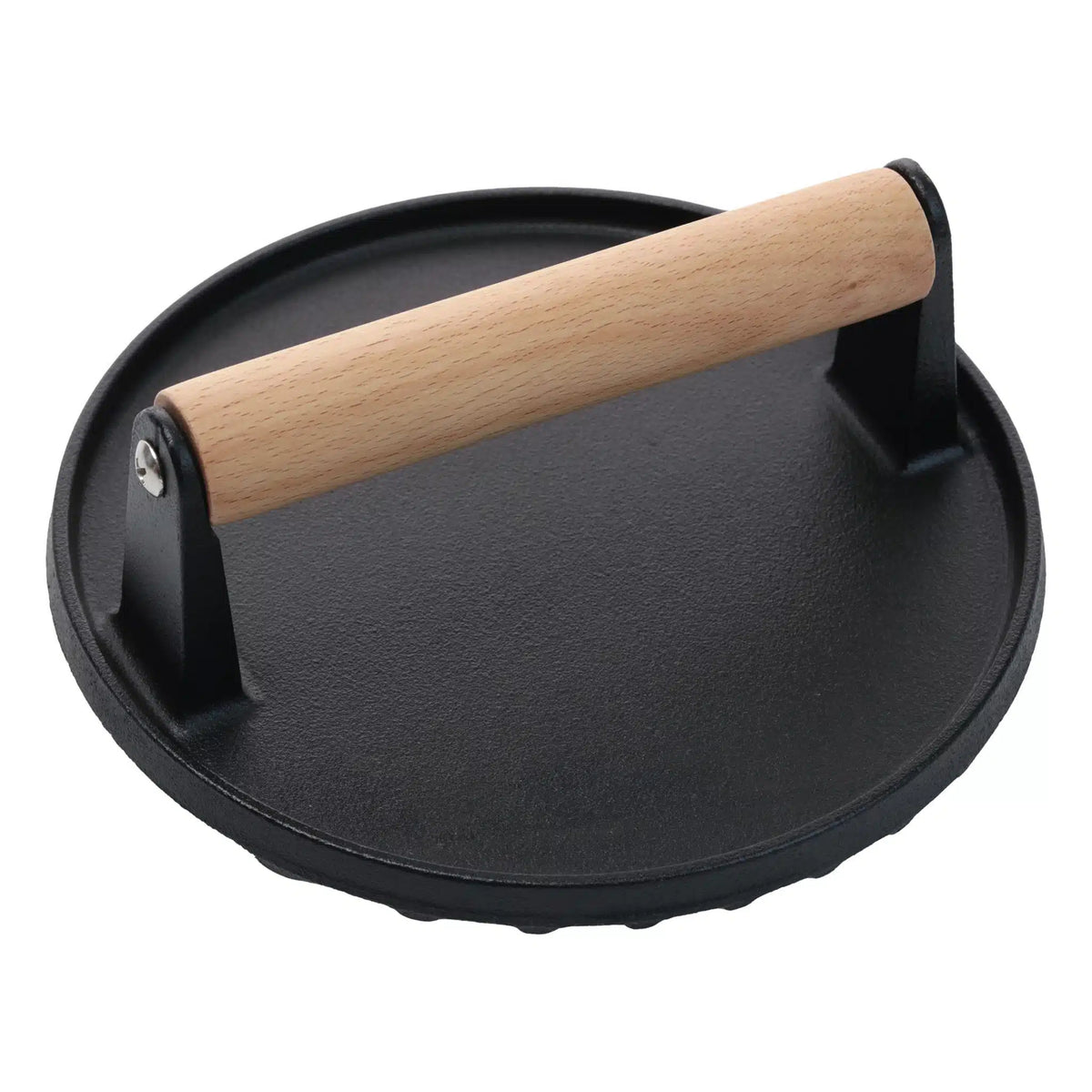 KH KHAST ROUND MEAT PRESS CAST IRON WOOD HANDLE 15CM