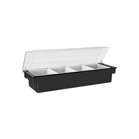Jiwins Condiment Holder 4-Compartment Black 500x160x90mm - Hospitality Connect