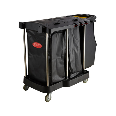 JIWINS HIGH CAPACITY CLEANING CART BLACK PP 13001x575x1115mm - Hospitality Connect