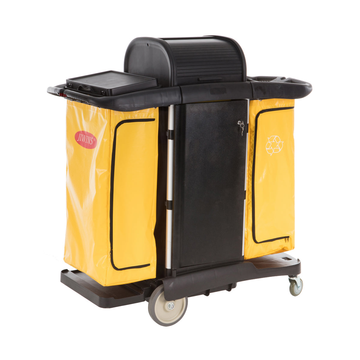 JIWINS MEDICAL PLACES CLEANING CART BLACK PP 1300x570x1320mm - Hospitality Connect