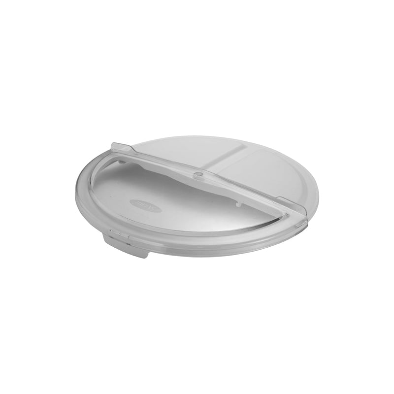 White sliding lid for 121.13L JIWINS container with scoop, measuring 437x76mm, designed for hospitality storage solutions.