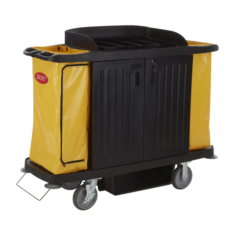 JIWINS HOUSEKEEPING CART w/DOOR BLACK PP 1536x554x1252mm - Hospitality Connect