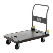 Heavy-duty JIWINS platform truck in grey with polypropylene and steel construction, measuring 903x605x860mm.