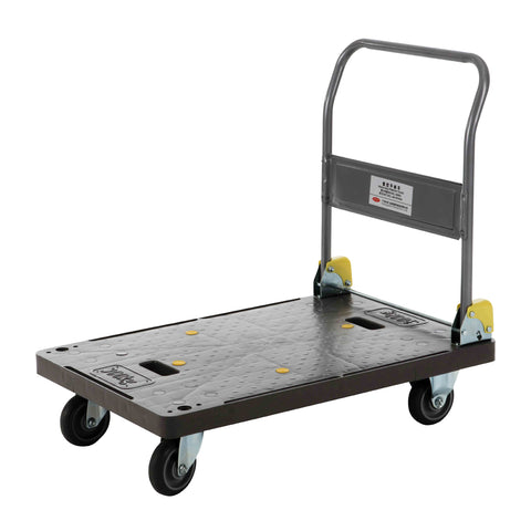 Heavy-duty JIWINS platform truck in grey with polypropylene and steel construction, measuring 903x605x860mm.