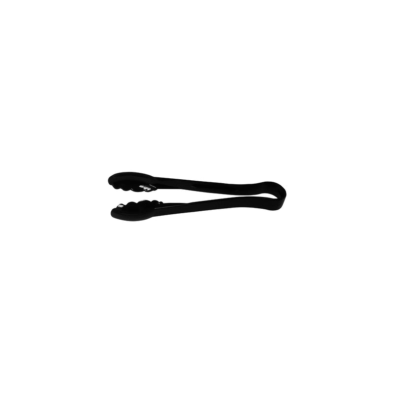 Black JIWINS scalloped tongs made of polycarbonate, 230mm length, with scalloped edges for gripping food items.