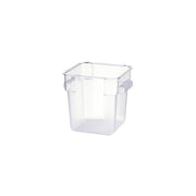 Clear JIWINS square food storage container made of polycarbonate, 180x180x190mm, 4 liters capacity for kitchen organization.