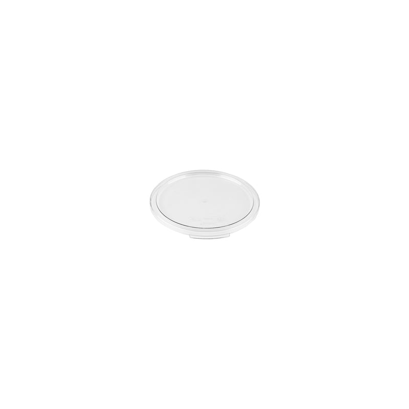 Clear round JIWINS 1-liter storage container lid made of polycarbonate, measuring 135.5x10.1mm, for hospitality use.