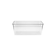 Clear polycarbonate gastronorm pan by JIWINS, 1/2 size, 200mm deep, 11.7L capacity, ideal for commercial food storage and prep.
