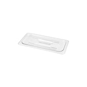 Clear JIWINS flat polycarbonate lid for 1/2 size containers, measuring 325x265mm, designed for hospitality use