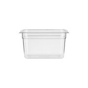 Clear polycarbonate gastronorm pan by JIWINS, 1/3 size, 200mm deep, 6.9L, ideal for food storage and catering.