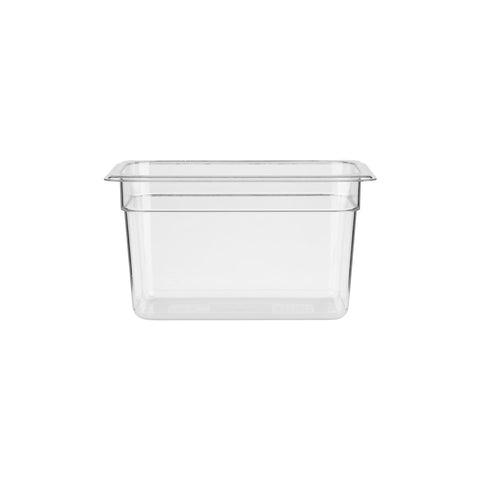 Clear polycarbonate gastronorm pan by JIWINS, 1/3 size, 200mm deep, 6.9L, ideal for food storage and catering.