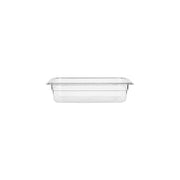 Clear JIWINS Gastronomn Pan Polycarbonate 1/4 size, 65mm deep, 1.7L capacity, designed for professional food service.