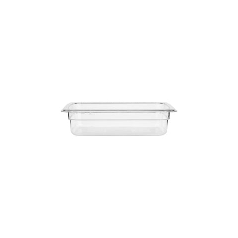 Clear JIWINS Gastronomn Pan Polycarbonate 1/4 size, 65mm deep, 1.7L capacity, designed for professional food service.