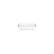 Clear JIWINS GastroNorm pan made of polycarbonate, 1/6 size, 65mm deep, 1.0 liter capacity, suitable for professional kitchen use