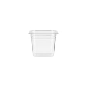 Clear polycarbonate gastronorm pan by JIWINS, 1/6 size, 150mm deep, 2.2L capacity, ideal for food storage and prep.