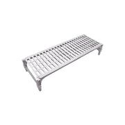 Heavy-duty grey dunnage rack by JIWINS, made of polypropylene and iron, measuring 1060x455x225mm for industrial storage.