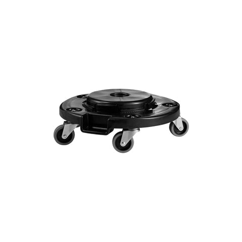 Black JIWINS round dolly for 75 to 208 liter containers, 460x164mm size, designed for heavy-duty transport and stability