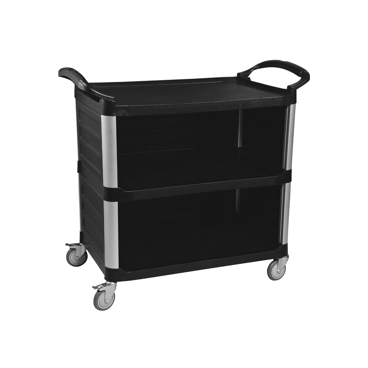 JIWINS SERVICE CART w/PANEL BLACK PP/ALUM 980x530x930mm - Hospitality Connect