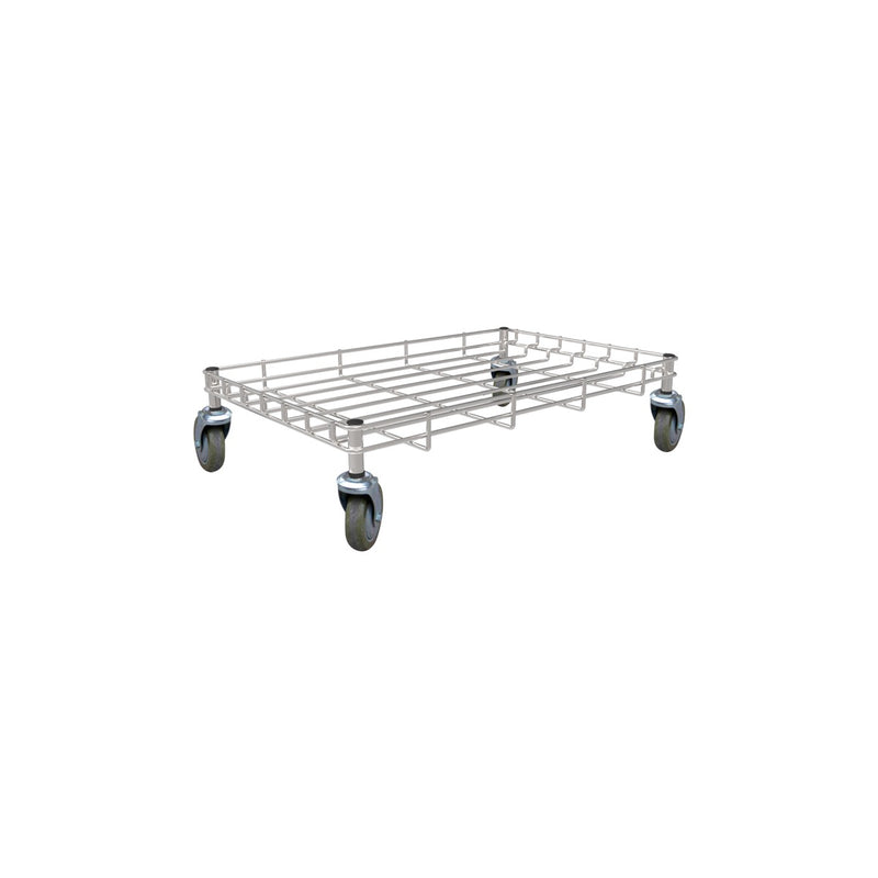 Chrome-plated JIWINS dolly with 680x440x180mm dimensions, featuring sturdy wheels for easy transportation.