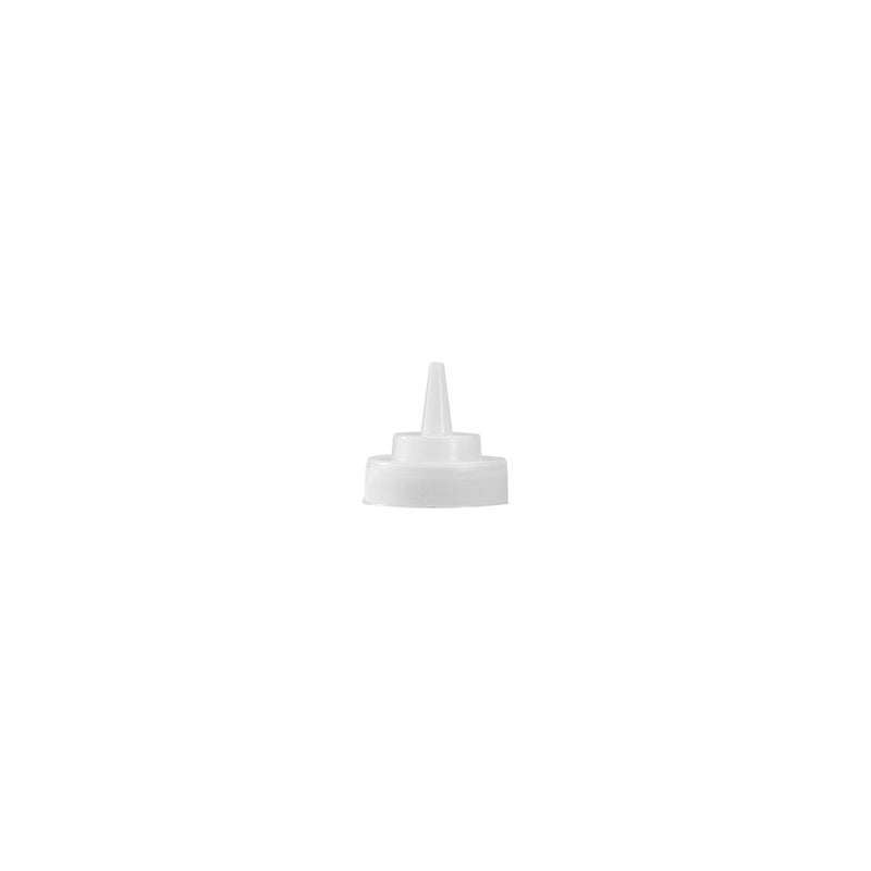 Transparent PE dispensing cap with precision tip from JIWINS, designed for 57x46 containers, ideal for controlled liquid dispensing.