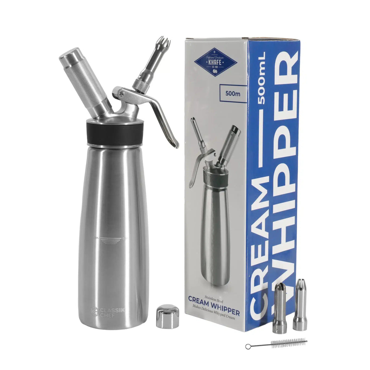 KH KHAFE CREAM WHIPPER 500ML 18/8 S/STEEL BODY AND TOP