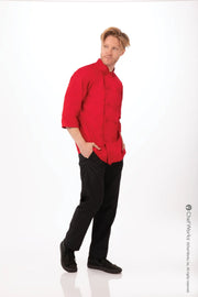 Chef Works Morocco men's chef jacket with a white, double-breasted design and short sleeves, made for professional kitchen use.