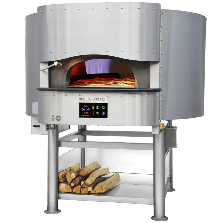 Morello Forni PG150 traditional wood oven with stainless steel exterior and large cooking chamber for artisan pizza baking.