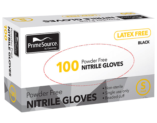 PrimeSource PrimeSource® Nitrile Glove - med| Powder Free, Latex Free | Black - Hospitality Connect