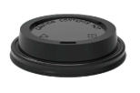Pakmax BLACK 90mm PS Plastic Coffee Cup Sip Through Lid - PSSL-90BK-LID 1000