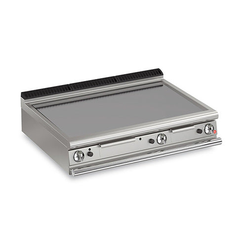 BARON 3 Burner Gas Fry Top With 2/3 Smooth 1/3 Ribbed Mild Steel Plate And Thermostat Control Q90FTT/G1220 - Hospitality Connect