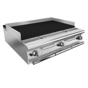Baron Q90SGL/G123
Three burner, bench model gas lava rock chargrill - Hospitality Connect