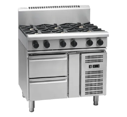 Waldorf 800 Series RNL8600G-RB - 900mm Gas Cooktop Low Back Version – Refrigerated Base - Hospitality Connect