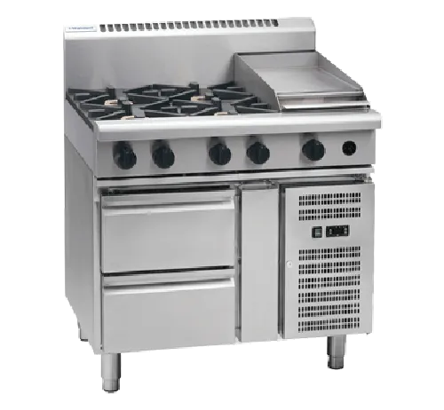 Waldorf 800 Series RNL8603G-RB - 900mm Gas Cooktop Low Back Version – Refrigerated Base - Hospitality Connect