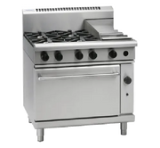 Waldorf 800 Series RNL8613GE - 900mm Gas Range Electric Static Oven Low Back Version - Hospitality Connect
