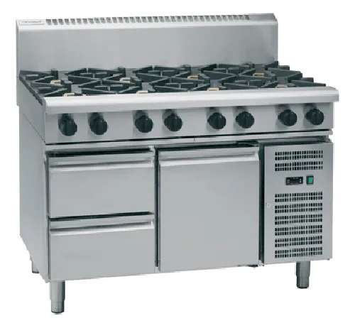 Waldorf 800 Series RNL8806G-RB - 1200mm Gas Cooktop Low Back Version – Refrigerated Base - Hospitality Connect