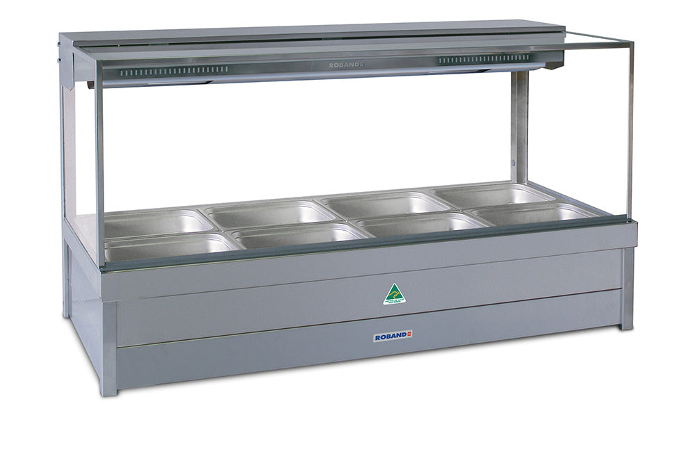 Roband Square Glass Hot Food Display Bar, 8 pans double row S24 - Hospitality Connect