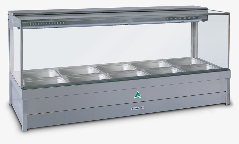 Roband Square Glass Hot Food Display Bar, 10 pans double row S25 - Hospitality Connect