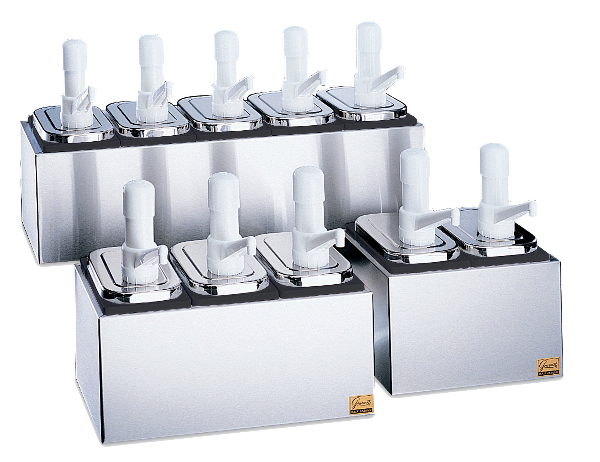 San Jamar P9715  Condiment Pump Service Centre 5 wells with 5 pumps - Hospitality Connect