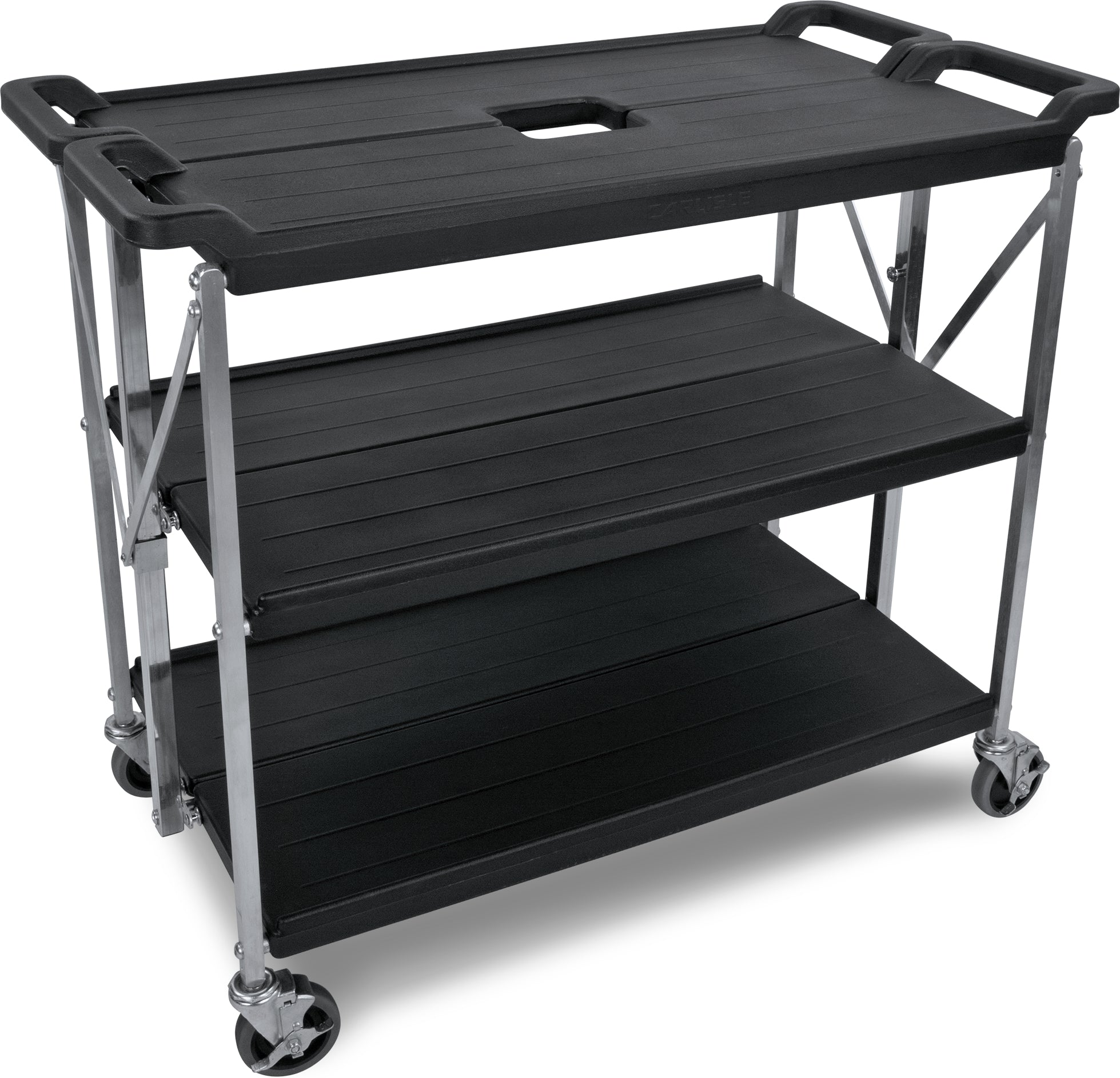SBC203103 Carlisle Black Large Fold ‘N Go® Cart. Unfolded: 520mm x 1016mm x 1099mm Folded: 267mm x 1016mm - Hospitality Connect