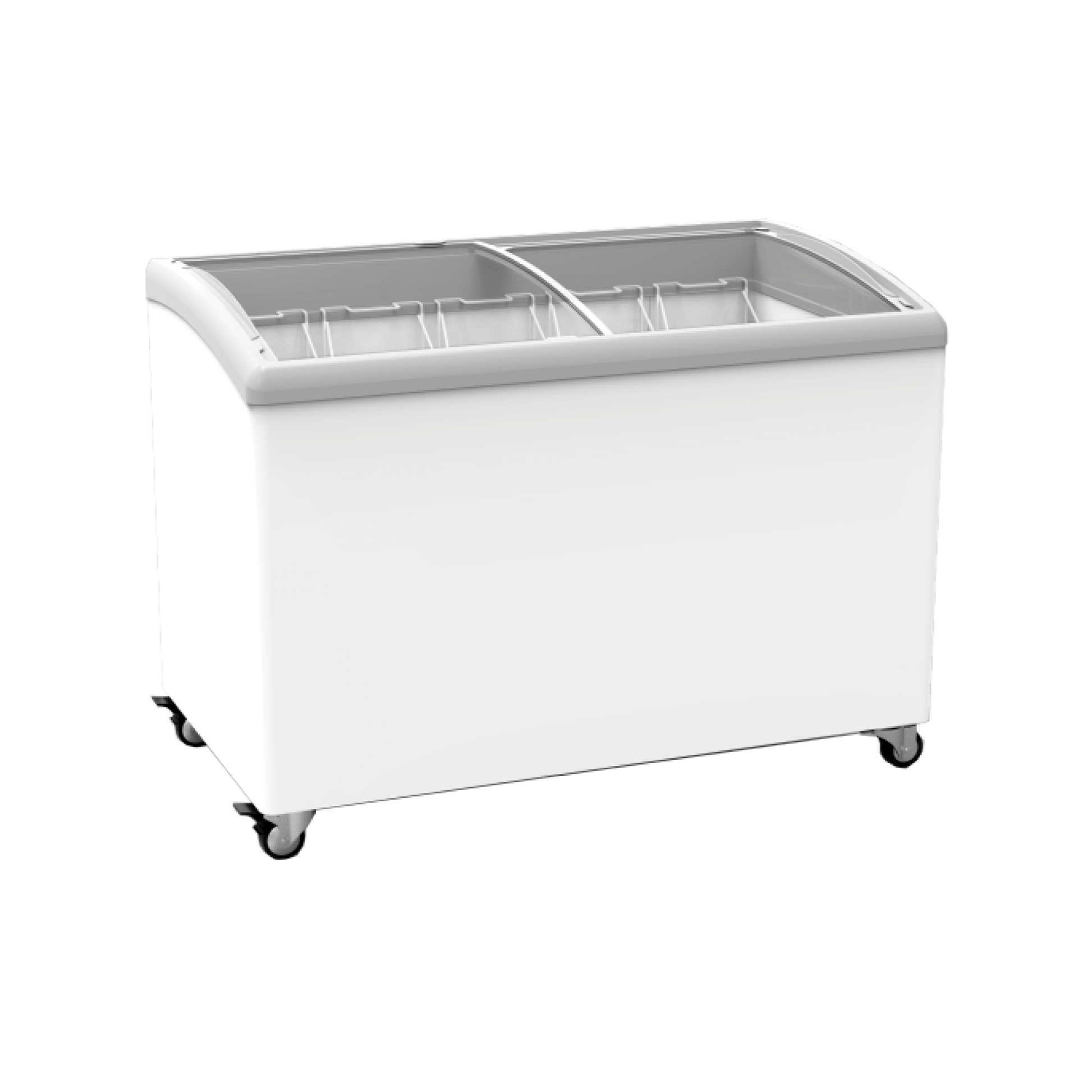 Exquisite SD400 Curved Glass Display Chest Freezers with Baskets - Hospitality Connect