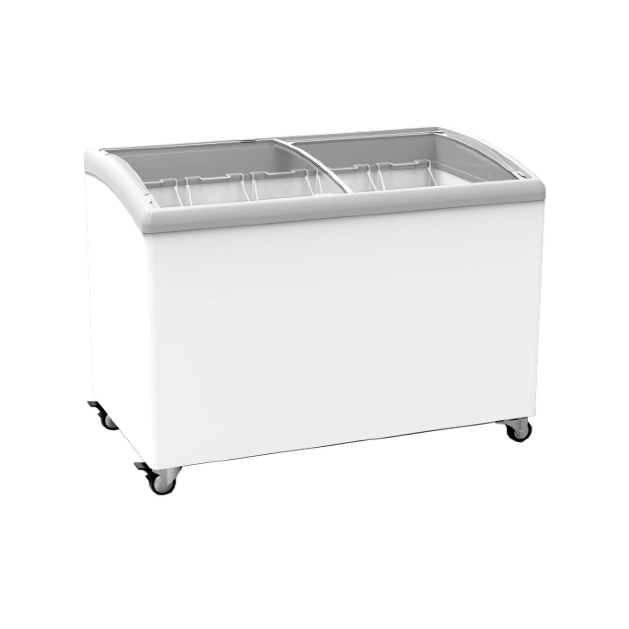 Exquisite SD400 Curved Glass Display Chest Freezers with Baskets - Hospitality Connect