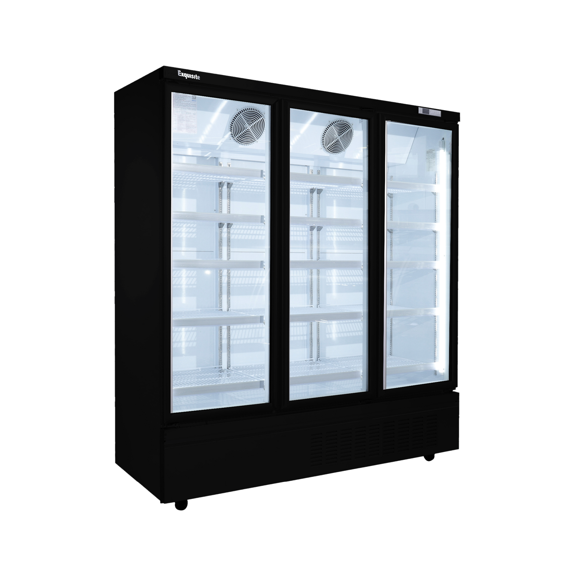 Exquisite SMC1600 Three Glass Door Supermarket Display Refrigerators Black 1665 Litre - Hospitality Connect
