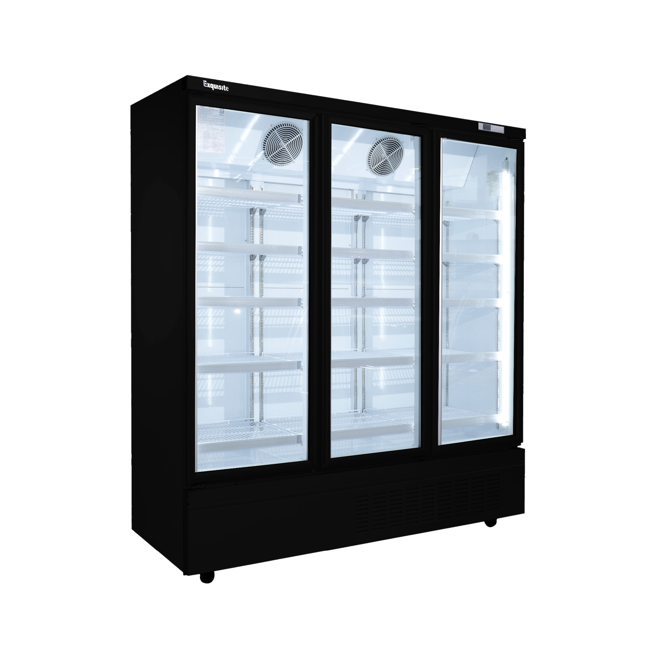 Exquisite SMC1600 Three Glass Door Supermarket Display Refrigerators Black 1665 Litre - Hospitality Connect