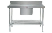 Simply Stainless Single Sink Bench with Splashback 600 Series - 900mm Wide - Large Centre Bowl Includes tube undershelf Large capacity bowl (600 x 450) - Hospitality Connect