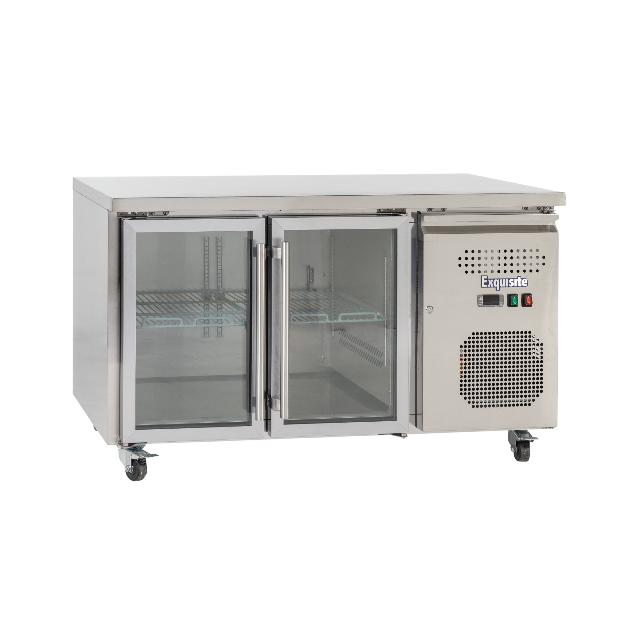 Exquisite SSC260G Two Glass Doors Underbench Storage Refrigerators Slimline 260 Litre - Hospitality Connect