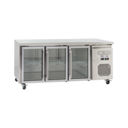 Exquisite SSC400G Three Glass Doors Underbench Storage Refrigerators Slimline 386 Litre - Hospitality Connect