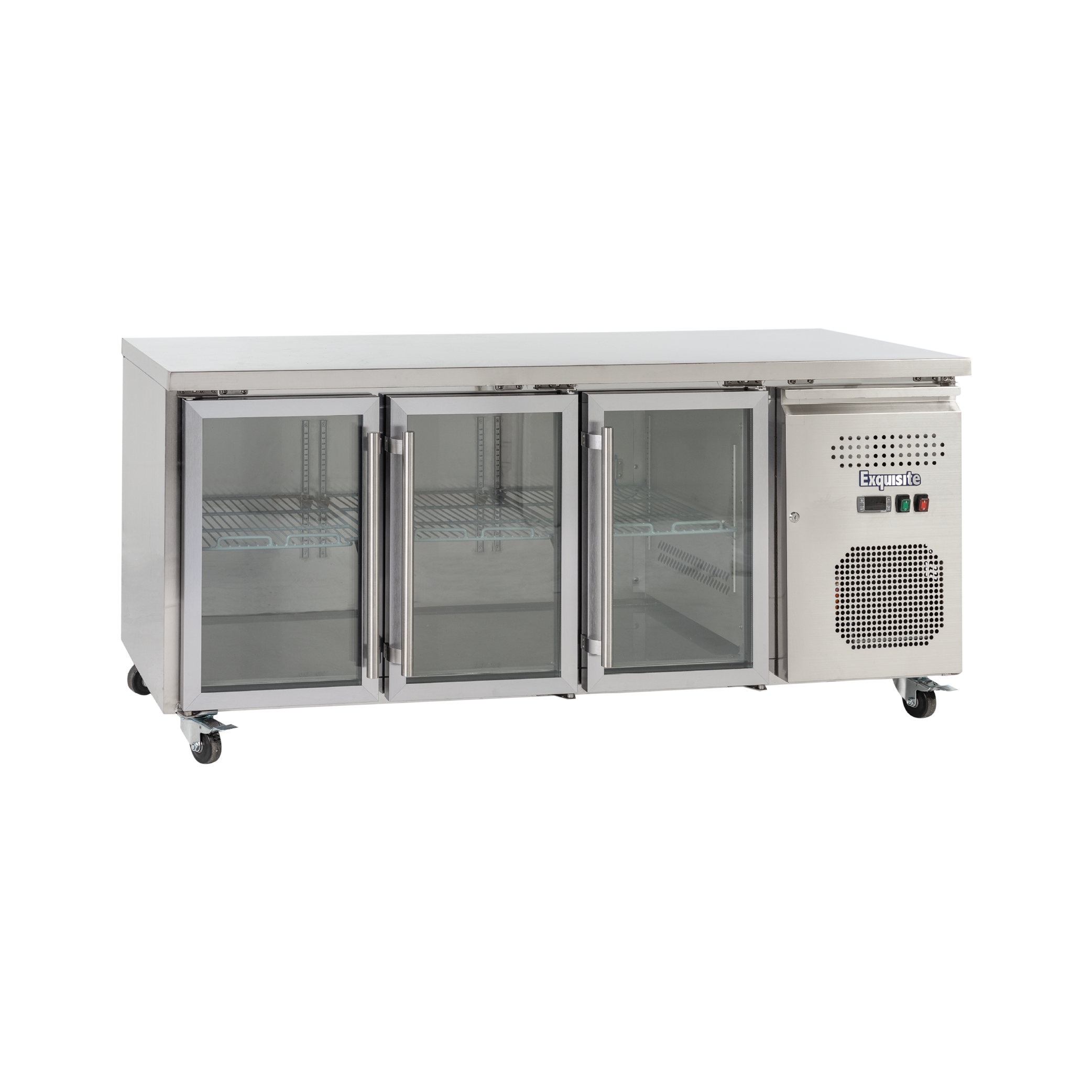 Exquisite SSC400G Three Glass Doors Underbench Storage Refrigerators Slimline 386 Litre - Hospitality Connect