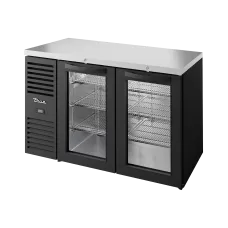 TRUE Bar Refrigerator, Black Ext, 2 Glass Swing Doors TBR52-RISZ1-L-B-GG-2