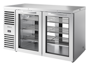 TRUE "Pass-Thru" Bar Refrigerator, Stainless Steel Ext, 2 Glass Swing Doors Front, 2 Glass Swing Doors Rear TBR60-PTSZ1-L-S-GG-GG-2